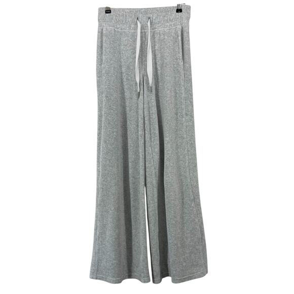 Lululemon Size 2 French Terry High Rise Wide Leg Pants Split Hem Gray Drawstring - Picture 1 of 7